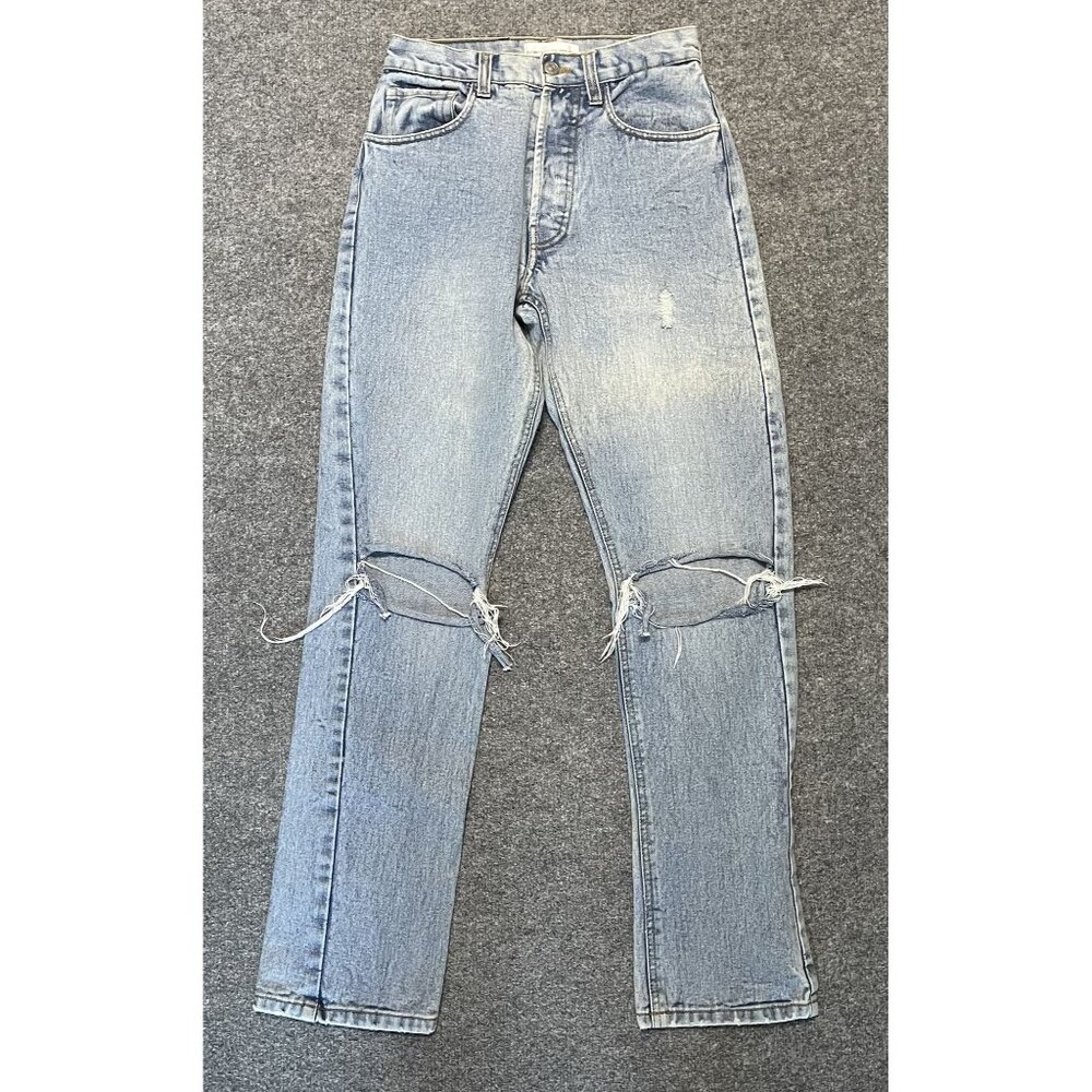 Elizabeth Sulcer X Miss Sixty Light Wash Distressed Straight-Leg Mom Jeans 24